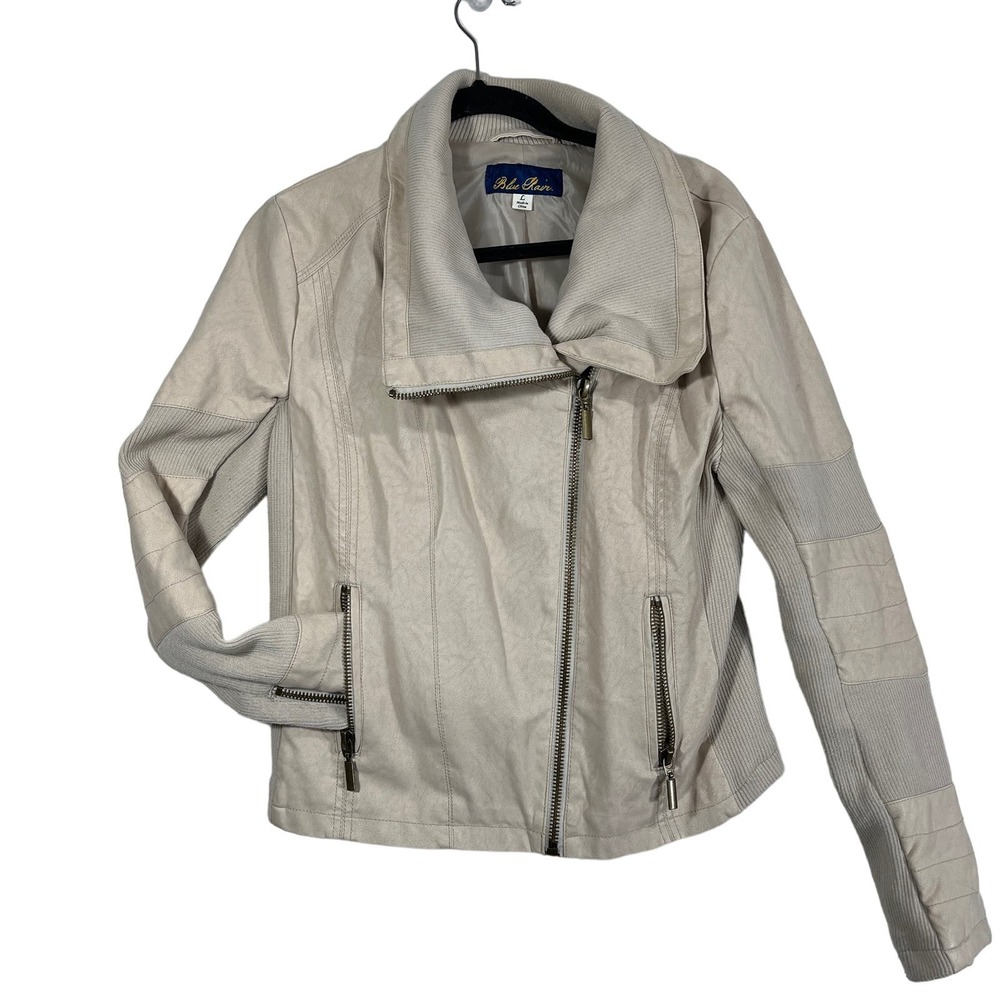 Blue Rain Womens Large Moto Jacket‎ Faux Suede Cream
